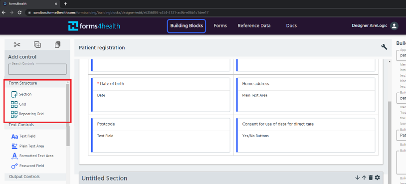 building block quick menu