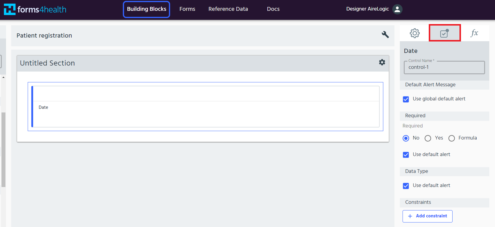 control validation settings