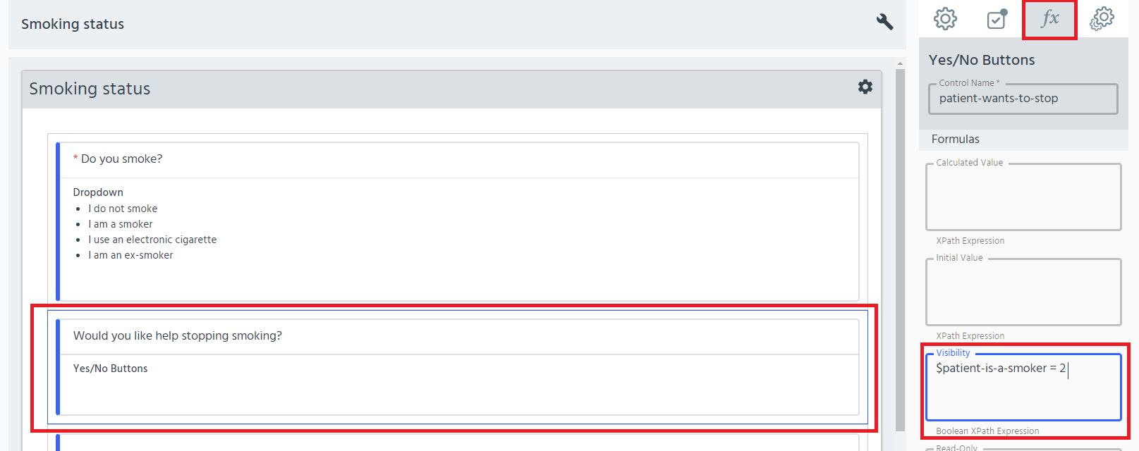 yes/no visibility formula