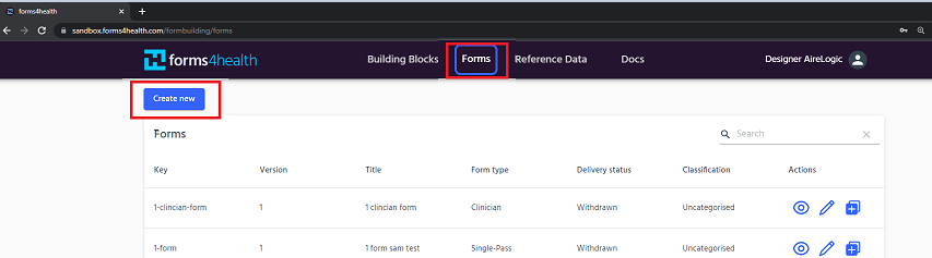 add building block to form from the Designer