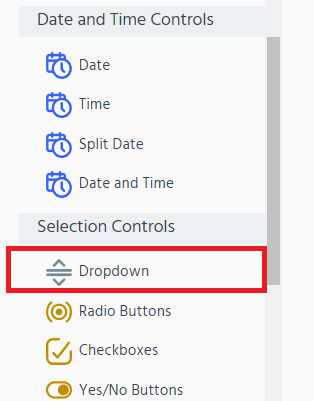 select dropdown from the menu