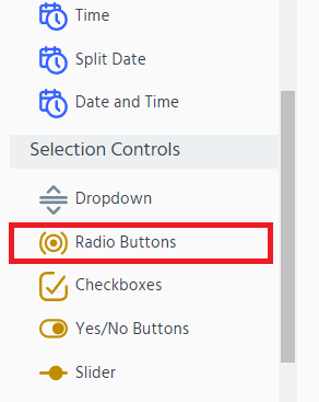 controls menu radio buttons select