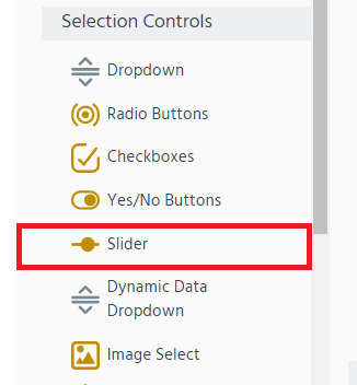 controls menu slider selected